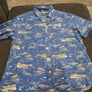 Vineyard Vines Blue Tropical Print Men's Shirt